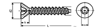 Self tapping screw countersunk 6 lobes recess with pin