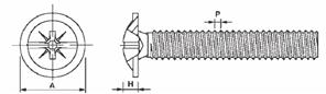 Machine screw large truss head with washer combi recess