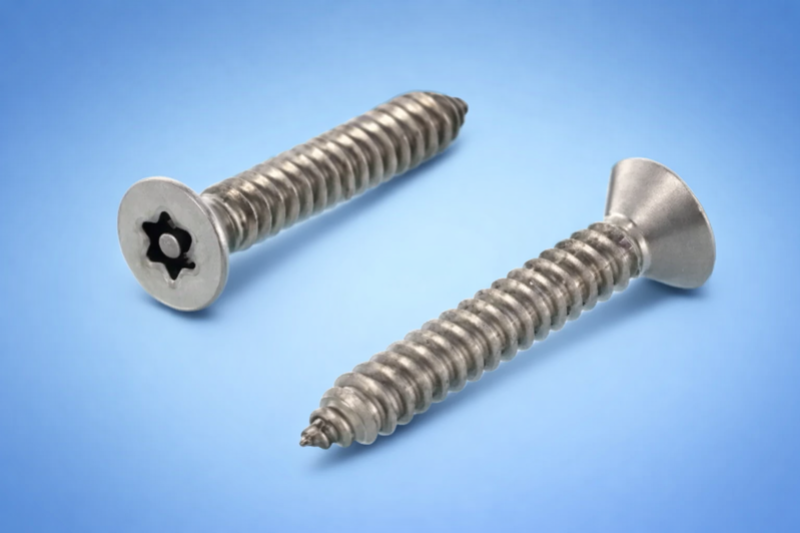 Vite autofilettante testa svasata impronta 6 lobi con piolino