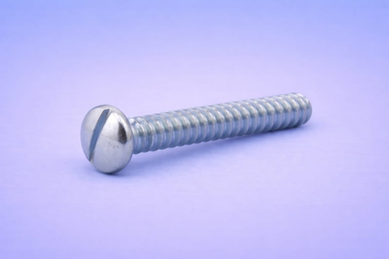Self-tapping screw with cylindrical head slotted drive without tip